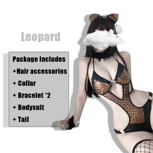 Spicy Golden Leopard Cat Cosplay Lingerie 6