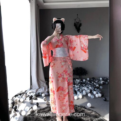 Japanese Kawaii Pink Kimono Cosplay Lingerie 1