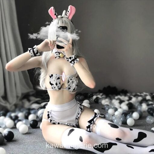 Adorable Cow Maid Anime Girl Cosplay Lingerie 5