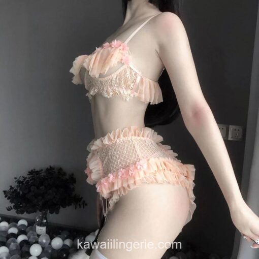 Sexy Pink Lace Lolita Style Cosplay Lingerie 5