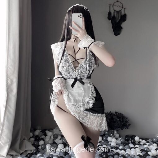 Sexy Anime Fancy French Maid Lace Apron Lingerie 15