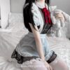 Cute Bowknot Transparent Cosplay Costumes Maid Lingerie 1