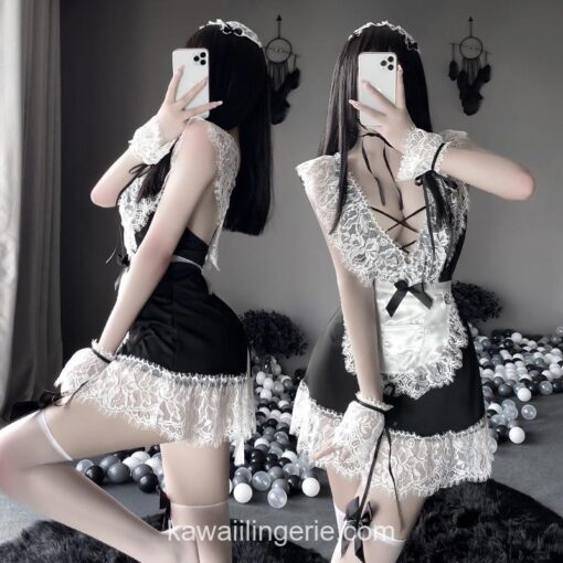 Sexy Anime Fancy French Maid Lace Apron Lingerie 4