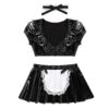 Wetlook Clubwear Party Leather Latex French Maid Lingerie 4