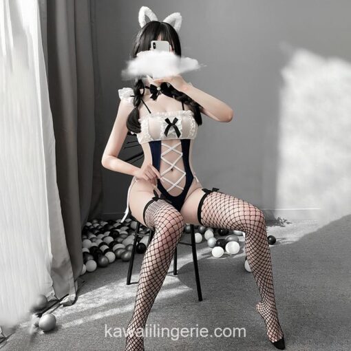 Sexy Maid Cosplay One Piece Bodysuit Lingerie 15