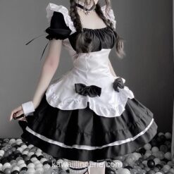 Off Shoulder Ruffle Puff Sleeve Maid Lingerie 4