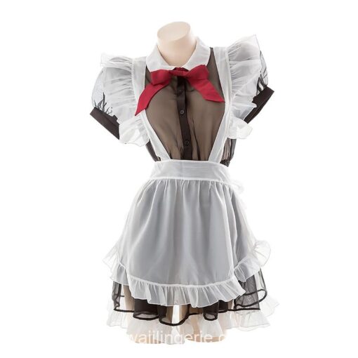 Cute Bowknot Transparent Cosplay Costumes Maid Lingerie 5