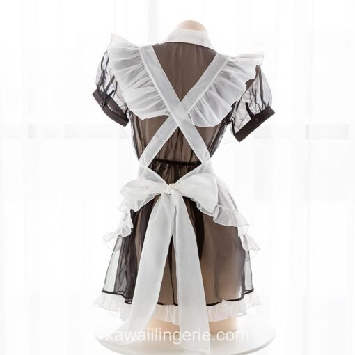 Cute Bowknot Transparent Cosplay Costumes Maid Lingerie 7