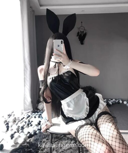 Charming Bunny Girl Sexy Cosplay Leather Maid Outfit Lingerie 2
