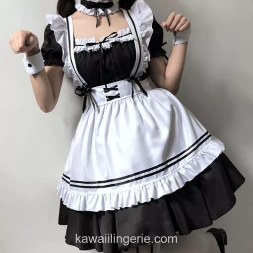 Adorable Japanese Costume Black White Maid Outfit Lingerie 7
