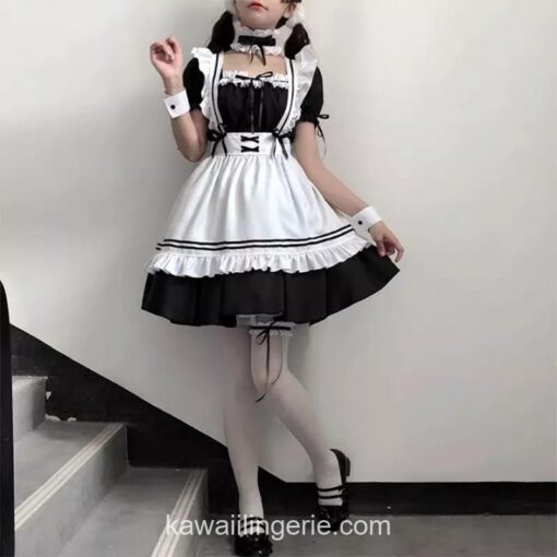 Adorable Japanese Costume Black White Maid Outfit Lingerie 8