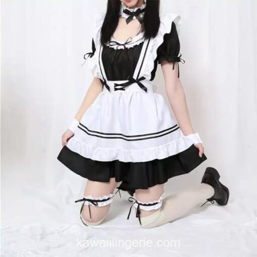 Adorable Japanese Costume Black White Maid Outfit Lingerie 9