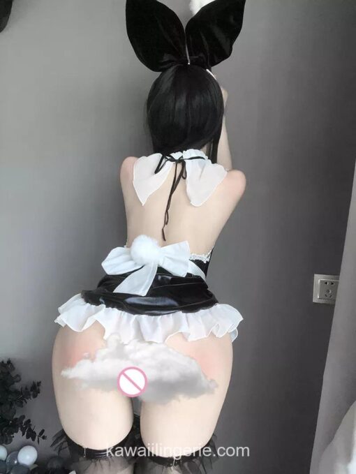 Charming Bunny Girl Sexy Cosplay Leather Maid Outfit Lingerie 7