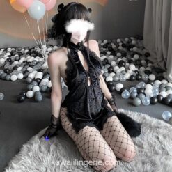 Gothic Asian Lace Floral Halter Cheongsam Lingerie 2 Gothic Asian Lace Floral Halter Cheongsam Lingerie 2