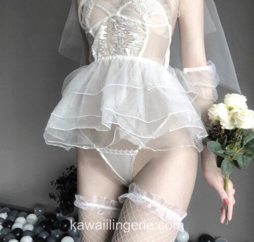 Kawaii Bride Outfit Anime See Through Cosplay Lingerie 1
