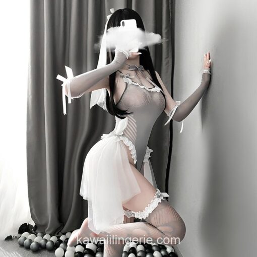 Adorable Bride Cosplay Outfit Exotic Stretch Bodysuit Cosplay Lingerie 8