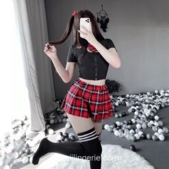 Charming Japanese Schoolgirl Cosplay Uniform Plaid Skirt Anime Lingerie 1