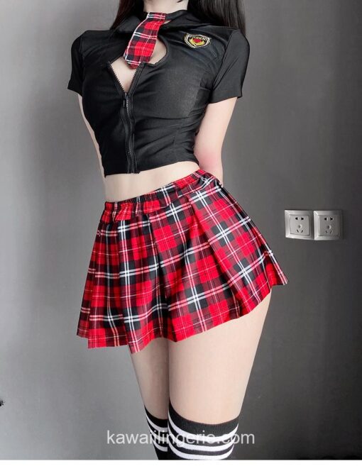 Charming Japanese Schoolgirl Cosplay Uniform Plaid Skirt Anime Lingerie 8