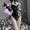 Charming Bunny Costume PU Leather One Piece Bodysuit Cosplay Lingerie 2