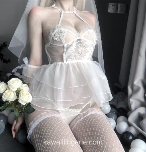 Kawaii Bride Outfit Anime See Through Cosplay Lingerie 2