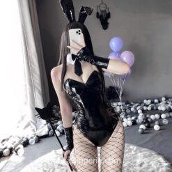 Charming Bunny Costume PU Leather One Piece Bodysuit Cosplay Lingerie 9