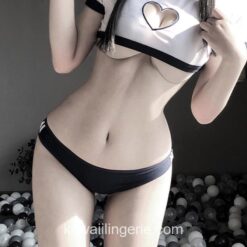Adorable Heart Hollow Open Chest Rabbit Tail Anime Lingerie 1