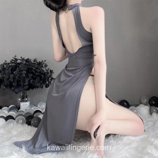 Spicy Cheongsam Slit Long Dress Backless Temptation Cosplay Lingerie 3