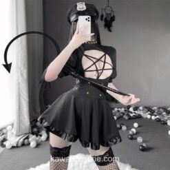 Romantic Stretchy Goth Style Devil Anime Lingerie 3