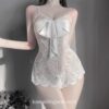 Spicy One Piece Lace Floral Bodysuits Knot Kawaii Lingerie 2