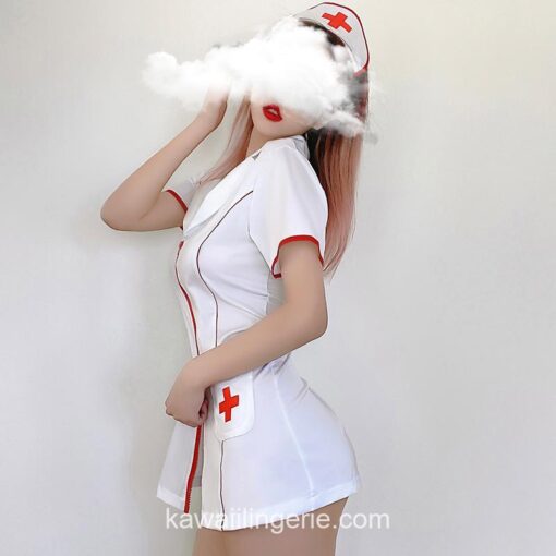 Sweet Sexy Nurse Double Zipper Cosplay Lingerie 5