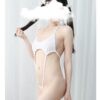 Kawaii Black White Cow Print Mini Backless One Piece Micro Bikini Anime Lingerie 17