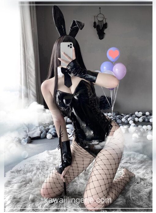 Charming Bunny Costume PU Leather One Piece Bodysuit Cosplay Lingerie 8