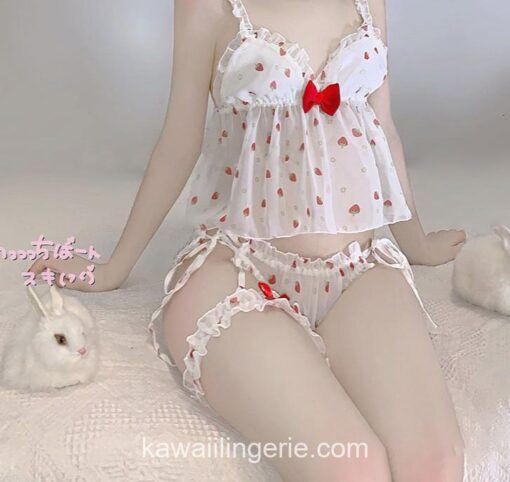 Adorable Embroidery Camisole Kawaii Strawberry Sleepwear Anime Lingerie
