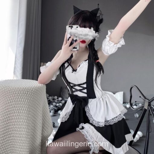 Lovely Anime Maid Costume Lace Apron Lolita Anime Lingerie 3