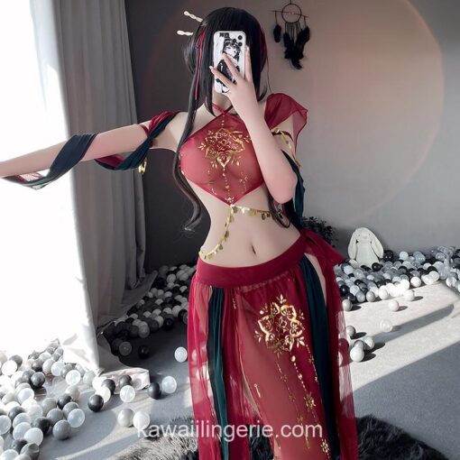 Charming Mesh Outfit Halter Lace Floral Asian Style Anime Lingerie 5 Charming Mesh Outfit Halter Lace Floral Asian Style Anime Lingerie 5