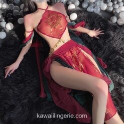 Charming Mesh Outfit Halter Lace Floral Asian Style Anime Lingerie 2