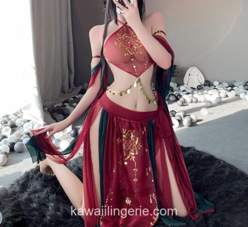 Charming Mesh Outfit Halter Lace Floral Asian Style Anime Lingerie Charming Mesh Outfit Halter Lace Floral Asian Style Anime Lingerie