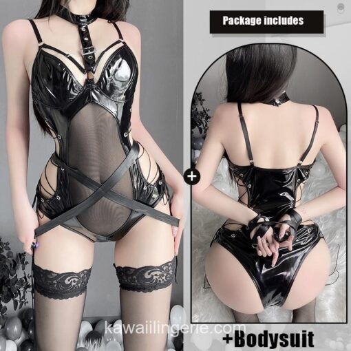Women Gothic Leather Bodysuit Sexy Lingerie 5 Women Gothic Leather Bodysuit Sexy Lingerie 5