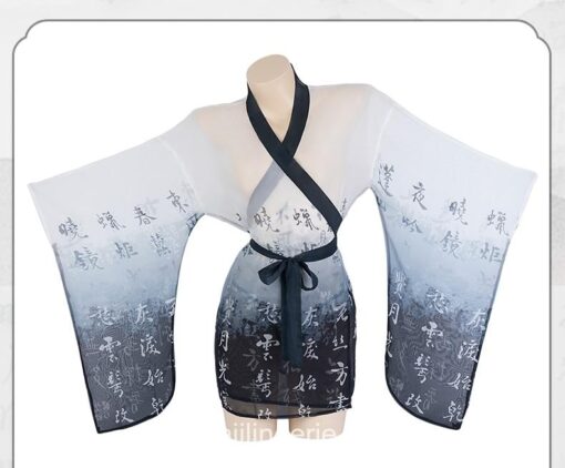 Fancy See Through Kimono Mesh Nightgown Anime Lingerie 7