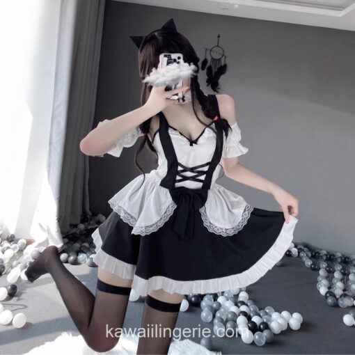 Lovely Anime Maid Costume Lace Apron Lolita Anime Lingerie 2