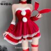 Sweet Santa Lace Dress Plush Red Cosplay Lingerie 1