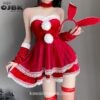 Sweet Santa Lace Dress Plush Red Cosplay Lingerie 1 Sweet Santa Lace Dress Plush Red Cosplay Lingerie 1