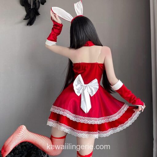 Sweet Santa Lace Dress Plush Red Cosplay Lingerie 4