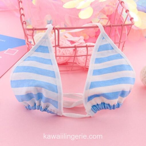 2PCS W Cute Sexy Lingerie Kawaii Striped Triangle Bikini 2