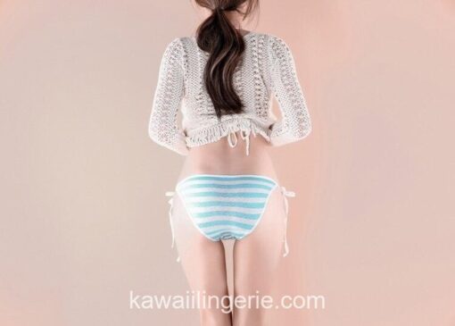 2PCS W Cute Sexy Lingerie Kawaii Striped Triangle Bikini 15