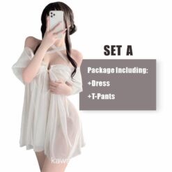 Lace Nightgown Open Chest Sleepwear 5