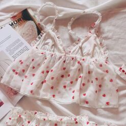 Lace Cut Strawberry Pajamas Set 2