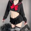 Black Red Uniform Cosplay Mini Skirt Set 1