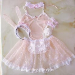Pink Bunny Maid Transparent Costume 1